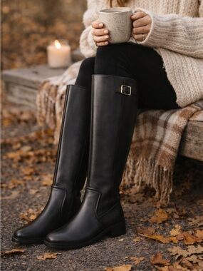Cole Haan Silvana Tall Riding Boots – Black Leather, NIB, Multiple Sizes Avail